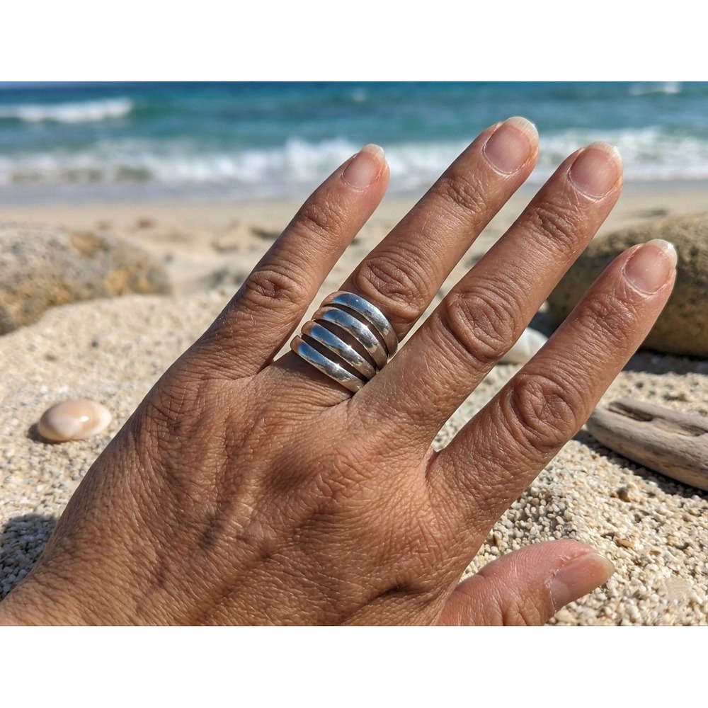 Navajo Sterling Silver Ring - Signed GS Smith Sz 9US Handmade Native Jewelry **